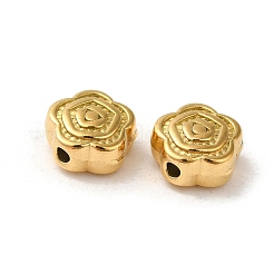304ステンレススチールビーズ  花  18KGP本金メッキ  7.5x8x4mm  穴：1.4mm&nbsp;STAS-I203-27G