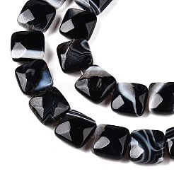 Dyed & Heated Natural Black Banded Agate/Striped Agate Beads Strands&nbsp;G-T138-170