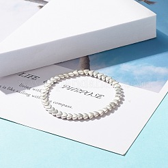 女性のための合金ハートビーズストレッチブレスレット  銀  内径：2-1/4インチ（5.8cm）&nbsp;BJEW-JB07722-02