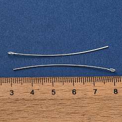 真鍮製アイピン  鉛フリー＆カドミウムフリー  925銀メッキ  45x3x0.7mm  穴：1.8mm&nbsp;KK-H502-02H-S