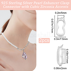 2Pcs 925 Sterling Silver Micro Pave Clear Cubic Zirconia Twister Clasps&nbsp;STER-BBC0007-49S