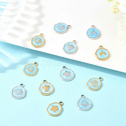 6Pcs 6 Styles 304 Stainless Steel Pendants&nbsp;STAS-YW0011-12G