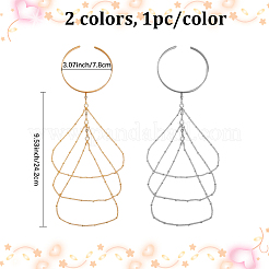 鉄と真鍮の上腕バングル 2色 2個  女性用オープンカフバングル  プラチナ·ゴールデン  9-1/2インチ（24.2cm）  内径：3-1/8インチ（7.8cm）  1pc /カラー&nbsp;BJEW-CY0001-11B