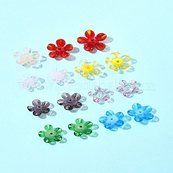 16個8色手作りランプワークビーズ  花  ミックスカラー  14.5~15.5x15~16x7~8mm  穴：1.5mm  2個/カラー&nbsp;LAMP-FS0001-26