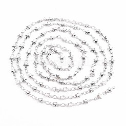 変色しない201ステンレススチールのスター＆オーバルリンクチェーン  ハンダ付け  ステンレス鋼色  10x5x2mm  約3.28フィート（1m）/連&nbsp;STAS-N092-107