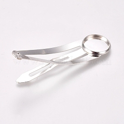 Alloy Snap Hair Clips with Blank Round Settings&nbsp;MAK-WH0007-09S
