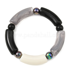 2Pcs 2 Styles Opaque Acrylic Tube Beaded Stretch Bracelet Sets&nbsp;BJEW-JB14453