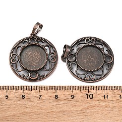 真鍮製カボションセッティングペンダント  フラットラウンドのチャーム  カドミウムフリー＆鉛フリー  赤銅鉱  トレイ：16.5mm  33.5x30.5x5mm  穴：8x5mm&nbsp;KK-U074-04R