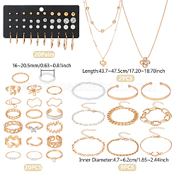 Alloy Rings & Necklaces &  Bracelets & Bangles & Earrings Set&nbsp;SJEW-UN0001-19