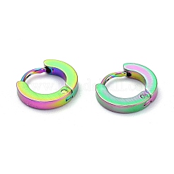 304ステンレススチール製ハギーフープピアス  リング  虹色  11x2mm  ピン：1mm  12のペア/カード&nbsp;EJEW-M284-30M-A
