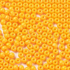焼付塗装ガラスシードビーズ  ラウンド  オレンジ  4x3mm  穴：1.2mm  約7650個/ポンド&nbsp;SEED-H002-I-A511