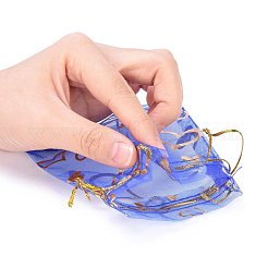 ハートプリントオーガンジーバッグ巾着袋  ギフトバッグ  長方形  ミックスカラー  12x10cm&nbsp;OP-R022-10x12-M