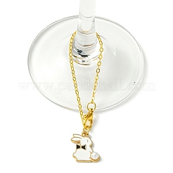 Alloy Enamel Rabbit Cup Pendant Decorations&nbsp;HJEW-JM01753-03