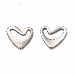 変色しない201ステンレススチール製リンクリング  ハート  ステンレス鋼色  10x9x1mm  内径：2x7.5mm&nbsp;STAS-I172-27P