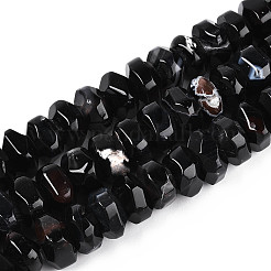 天然石瑪瑙ビーズ連売り  染め  多面カット  ロンデル  ブラック  11~18x11~18x8~10mm  穴：1.2mm  約40~41個/連  14.57~14.96インチ（37~38cm）&nbsp;G-N356-01A-01