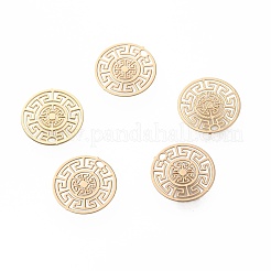真鍮チャーム  エッチングされた金属装飾  長持ちメッキ  フラットラウンド  ライトゴールド  13x0.3mm  穴：1.2mm&nbsp;X-KKC-R001-03LG
