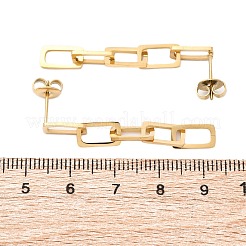 304ステンレススチールチェーンダングルスタッドピアス（女性用）  18KGP本金メッキ  45x6mm&nbsp;EJEW-Q781-30G