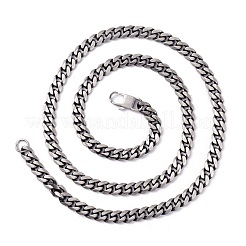 メンズ 304 ステンレススチール カーブチェーンネックレス  カニカン付き  多面カット  マットガンメタルカラー  27.95インチ（71cm）  8mm&nbsp;NJEW-I248-02MB