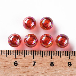 透明なアクリルビーズ  ABカラーメッキ  ラウンド  レッドオレンジ  8x7mm  穴：2mm  約1745個/500g&nbsp;MACR-S370-B8mm-712