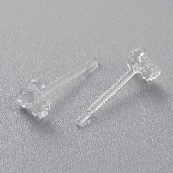 環境に優しいプラスチック製のスタッドピアス  蝶結び  透明  4.5x5x2mm  ピン：0.8mm&nbsp;EJEW-H120-01A