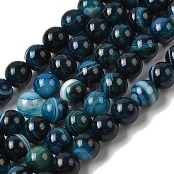 天然バンデットアゲートビーズ連売り  染め＆加熱  ラウンド  グレードA  藤紫色  6mm  穴：1.5mm  約63個/連  14.57''（37センチメートル）&nbsp;G-I392-A01-6mm-02