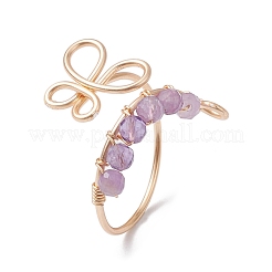 3Pcs 3 Style Light Gold Brass Wire Wrap Butterfly Open Cuff Rings&nbsp;RJEW-JR00655