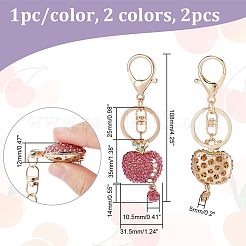 2色のフルラインストーンアップルキーホルダー2個  合金パーツ  先生の日のために  10.8cm  1pc /カラー&nbsp;KEYC-CA0001-32