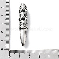 チベット風合金ビッグサイズペンダントトップ  弾丸チャーム  アンティークシルバー  51x10mm  穴：3mm&nbsp;TIBE-L012-016AS