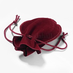 ベルベットのバッグ  ひょうたん形の巾着ジュエリーポーチ  赤ミディアム紫  9x7cm&nbsp;TP-S003-1