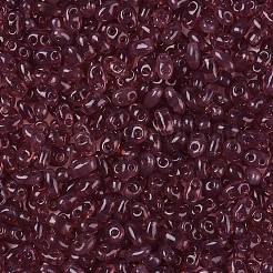 模造翡翠ガラスシードビーズ  2穴  オーバル  インディアンレッド  5~6x2.5~3.5x3mm  穴：0.7~0.9mm  約7500個/ポンド&nbsp;SEED-T006-01B