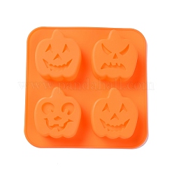 ハロウィンテーマのカボチャケーキデコレーション食品グレードのシリコーン型  フォンダン型  チョコレート用  キャンディ  UVレジンとエポキシレジンのクラフト作り  ダークオレンジ  165x165x24mm  内径：65x59mm&nbsp;DIY-E067-01
