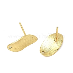 真鍮製スタッドピアスパーツ  長持ちメッキ  ラックめっき  ゴールドカラー  カン付き  オーバル  14.5x8mm  穴：1mm  ピン：0.8x12.5mm&nbsp;KK-G557-07C-G