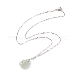 Teardrop Copper Wire Wrapped Natural Gemstone Pendants Necklace&nbsp;NJEW-JN03927