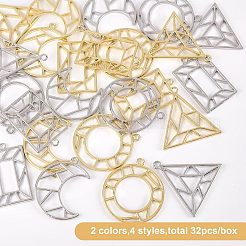 Hollow Alloy Kitten Open Back Bezel Pendants&nbsp;PALLOY-OC0002-64