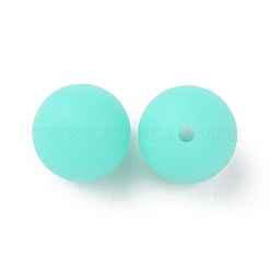 明るい丸い食品グレードのシリコーンビーズ  ターコイズ  15x14.5mm  穴：2mm&nbsp;SIL-TAC0007-04H
