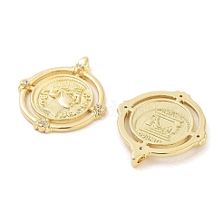 Rack Plating Brass Micro Pave Clear Cubic Zirconia Pendants&nbsp;KK-Z064-21G