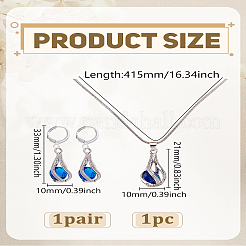 Rhinestone Teardrop Hoop Earrings & Pendant Necklace&nbsp;SJEW-LP0001-62B