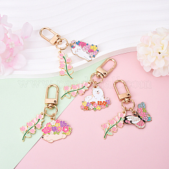 Flower Alloy Enamel Pendant Decoration&nbsp;HJEW-YW00050-01