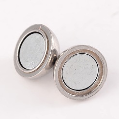 Tarnish Resistant Round 304 Stainless Steel Magnetic Clasps with Loops&nbsp;STAS-N014-01-8mm