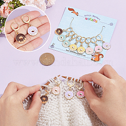 12Pcs 6 Colors Alloy Enamel Donut Charm Locking Stitch Markers&nbsp;HJEW-PH01684
