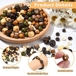 DIY 木製ビーズ ストレッチ ブレスレット 作成キット  ミックスカラー  木材：6~10mm  穴：1.4~3.5mm  475個/セット&nbsp;DIY-YW0012-69