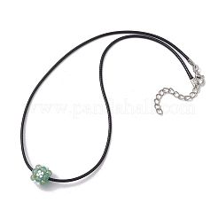 Natural Mixed Stone & Glass Seed Beads Cluster Flower Pendant Necklaces&nbsp;NJEW-MZ00095