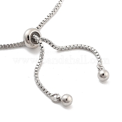 Brass Pave Clear Cubic Zirconia Square Box Chain Slider Bracelets&nbsp;BJEW-B094-10A-P
