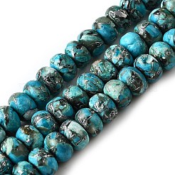 Synthetic Silver Line Turquoise Beads Strands&nbsp;G-L617-E03-4x6mm