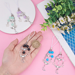 5個5色のムーンスターハートアクリル＆合金＆304ステンレススチール携帯ストラップ  ミックスカラー  130mm  1pc /カラー&nbsp;HJEW-GO00116