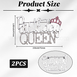 2Pcs Birthday Queen Rhinestone Pins&nbsp;JEWB-SP0001-11P
