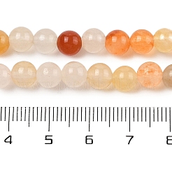 天然の金色のシルク翡翠ビーズ連売り  ラウンド  6mm  穴：1.2mm  約64~68個/連  14.96~15.35インチ（38~39cm）&nbsp;G-N344-01B-01