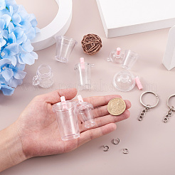 Diyキーホルダー作成キット  ミルクティー＆コーラ＆ビールカップ型プラスチックペンダント20個  鉄製スプリットキーホルダー40個＆丸カン  プラチナ  38x34x59mm  60個/セット&nbsp;DIY-KS0001-14
