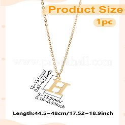 304ステンレススチールレターペンダントネックレス  鉛フリー＆ニッケルフリー＆カドミウムフリー  文字h  17.52インチ（44.5cm）〜17.72インチ（45cm）  文字：1mm&nbsp;NJEW-LP0001-53H-G