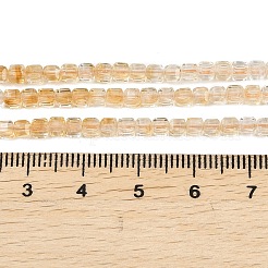 加熱された天然シトリンビーズ連売り  ファセットテーブルカットキューブ  3~3.5x3~3.5x3mm  穴：0.7mm  約128個/連  15.43''（39.2センチメートル）&nbsp;G-B175-C06-3x3mm